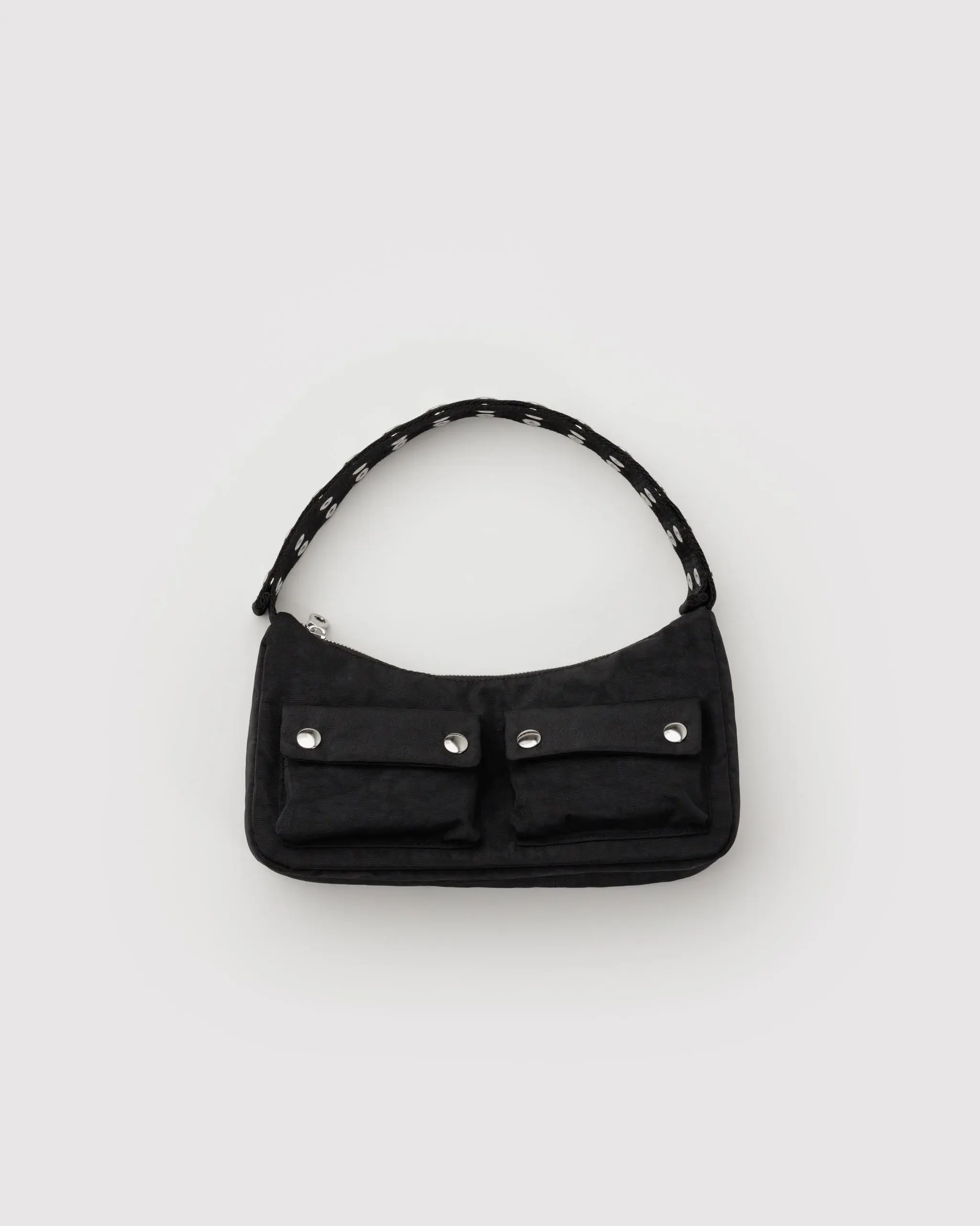 Popper Strap Cargo Shoulder Bag
