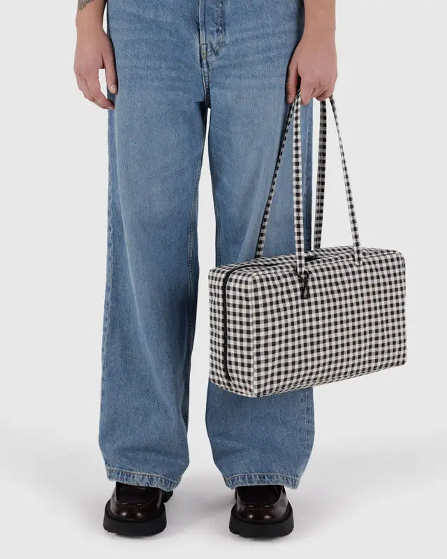 Medium Nylon Bowler Bag - Black & White Gingham image 2