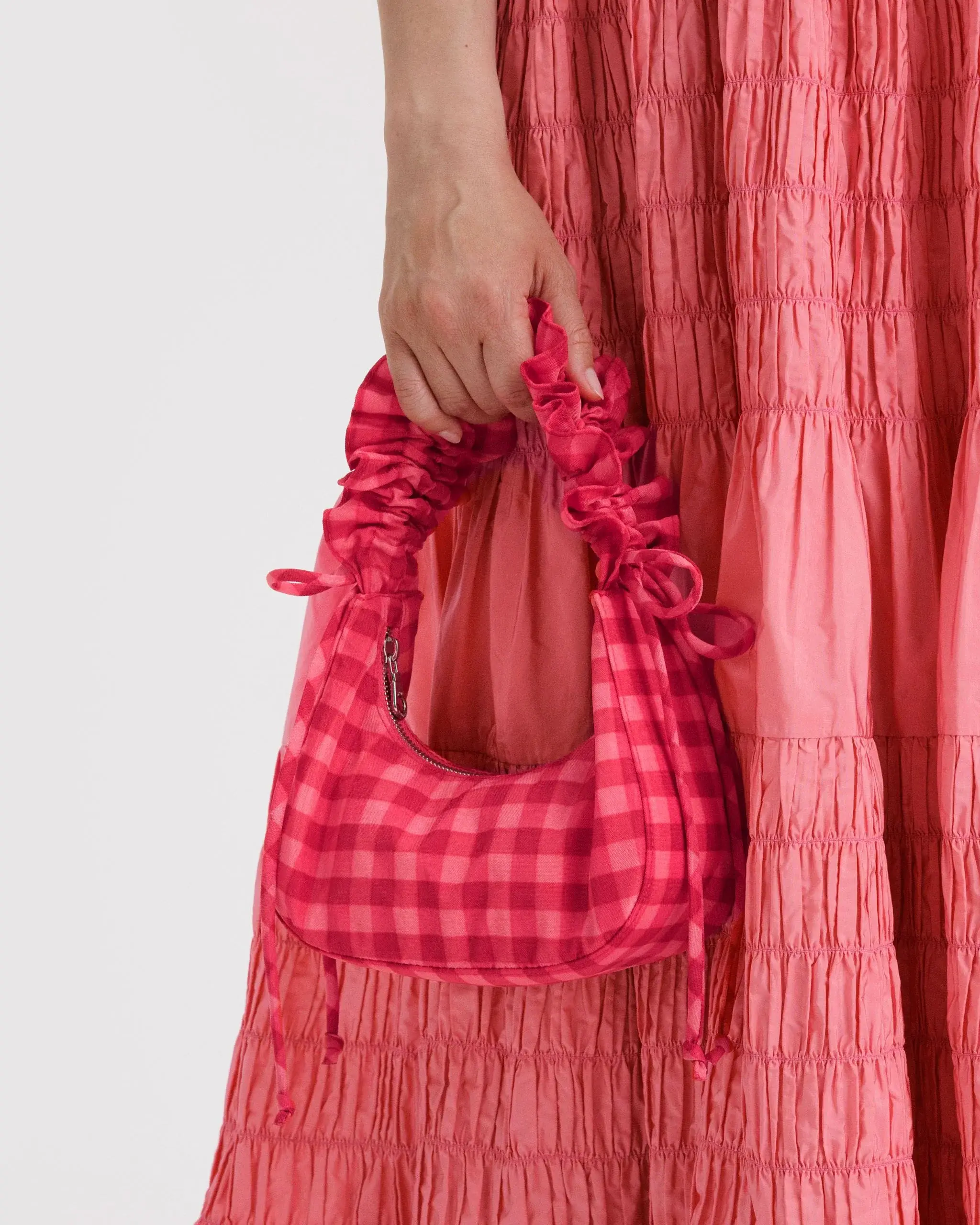Mini Ruffle Crescent Bag