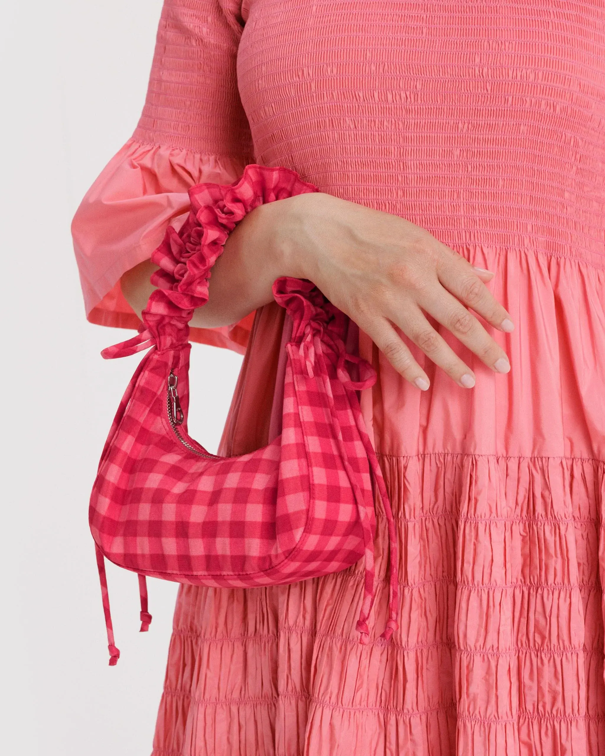 Mini Ruffle Crescent Bag
