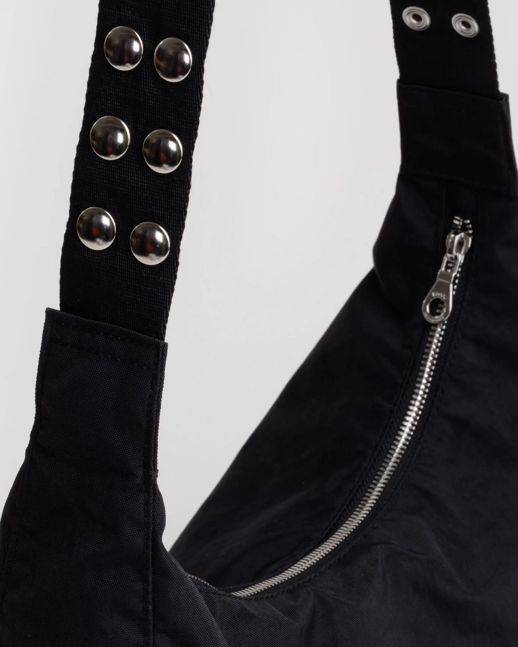 Popper Strap Medium Nylon Crescent Bag