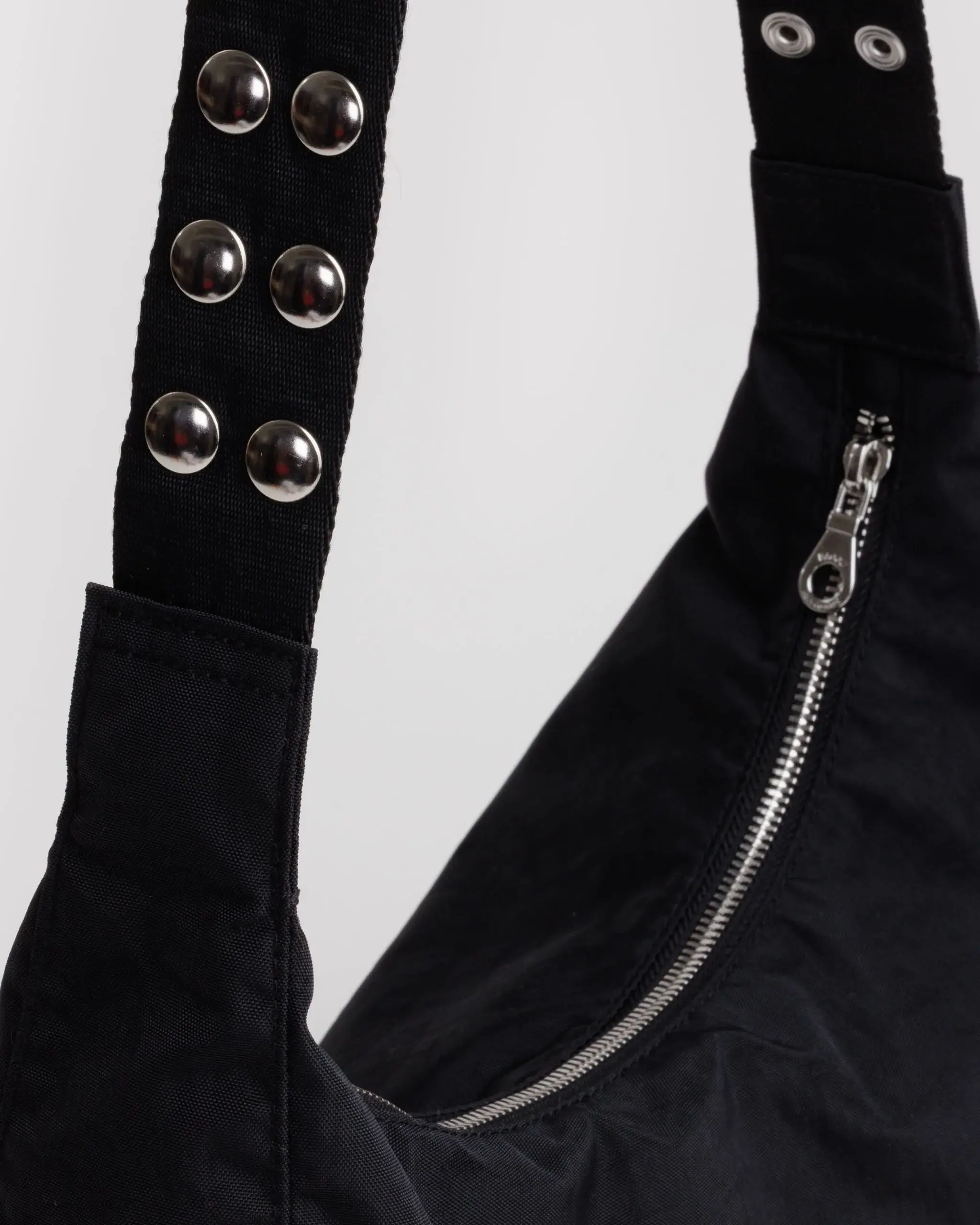 Popper Strap Medium Nylon Crescent Bag