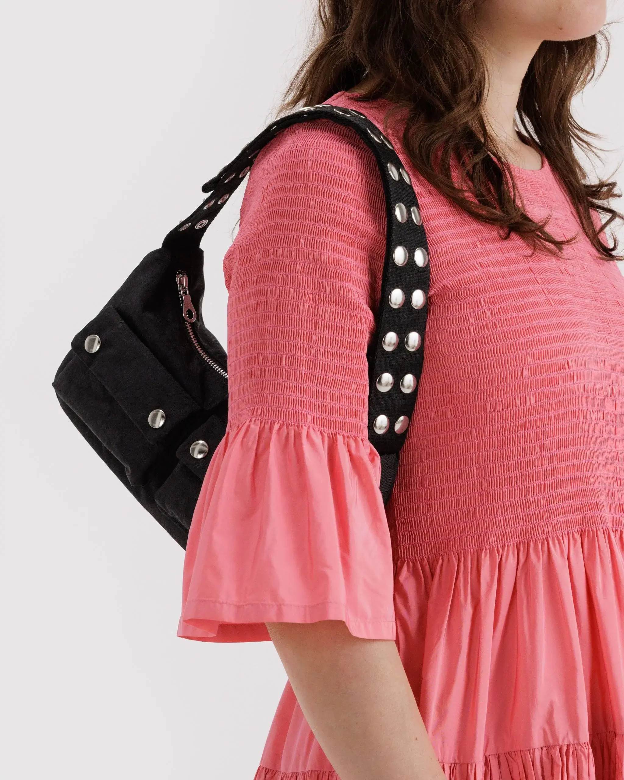 Popper Strap Cargo Shoulder Bag