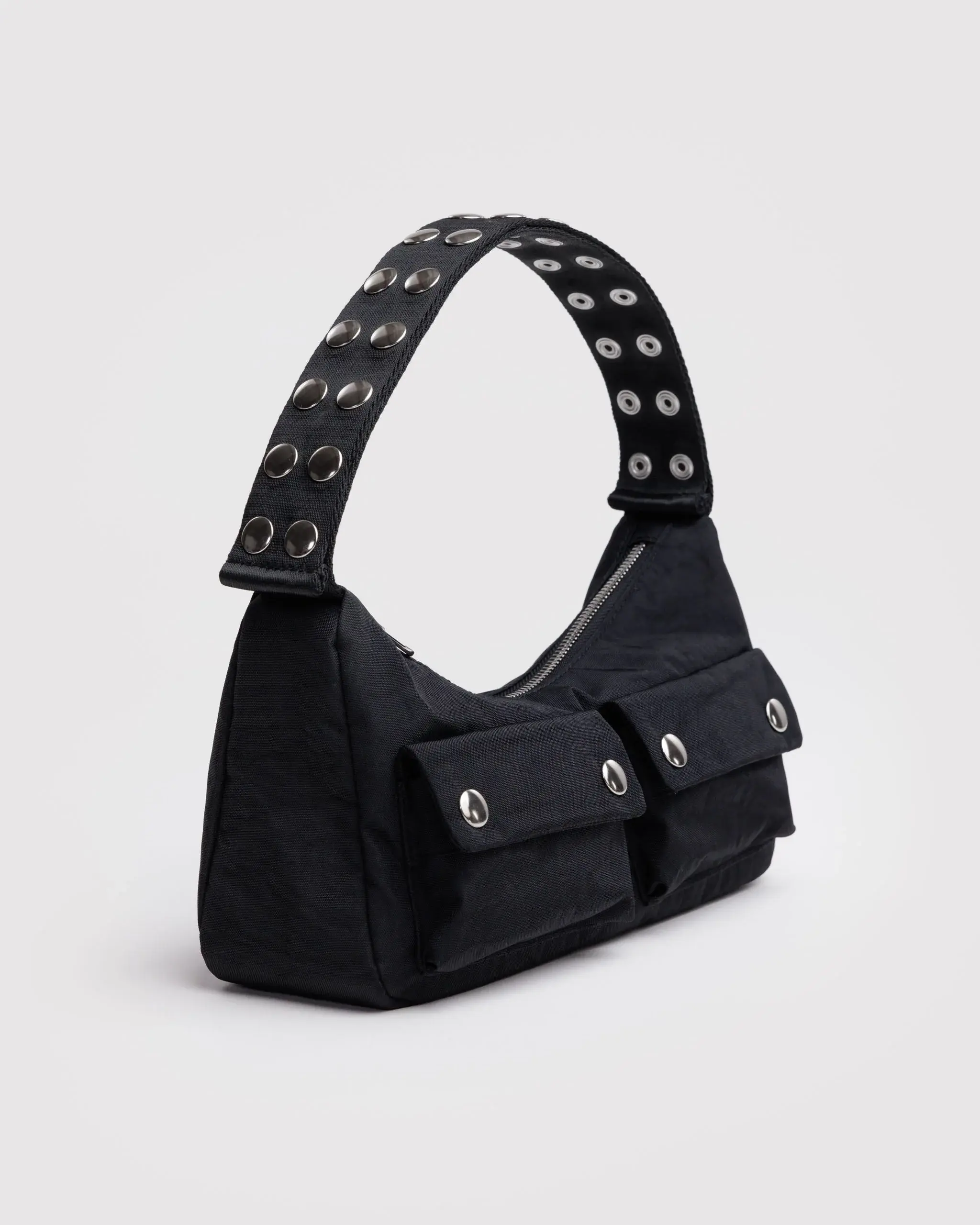 Popper Strap Cargo Shoulder Bag