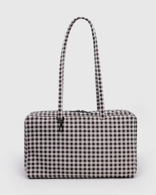 Medium Nylon Bowler Bag - Black & White Gingham image 0
