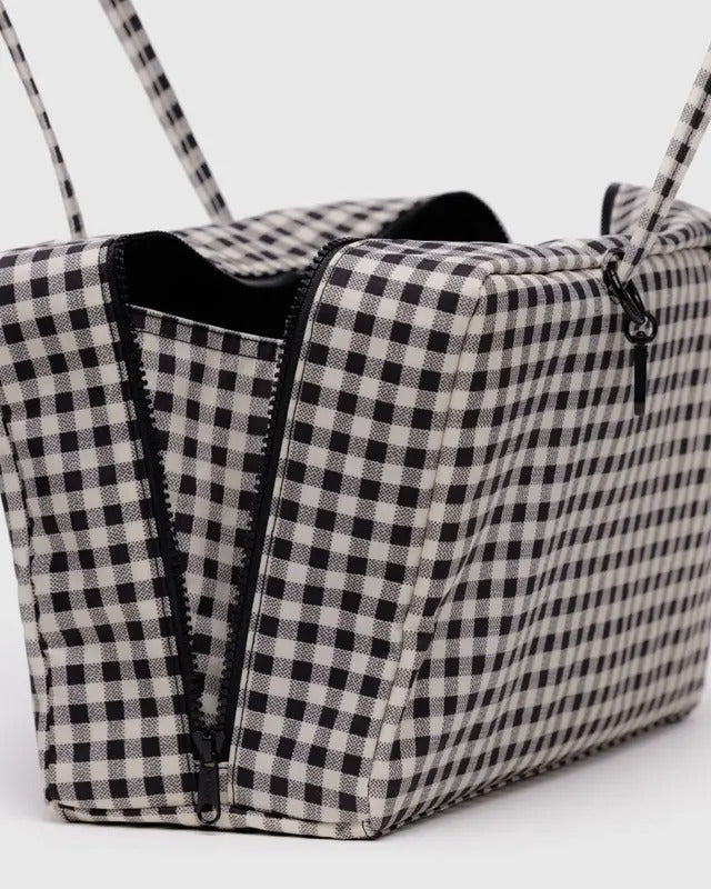 Medium Nylon Bowler Bag - Black & White Gingham image 3